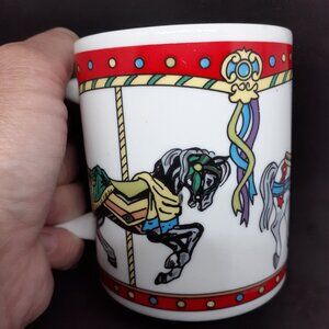 Horses Carousel Coffee Cup Mug Rare Vintage 1994 VTG